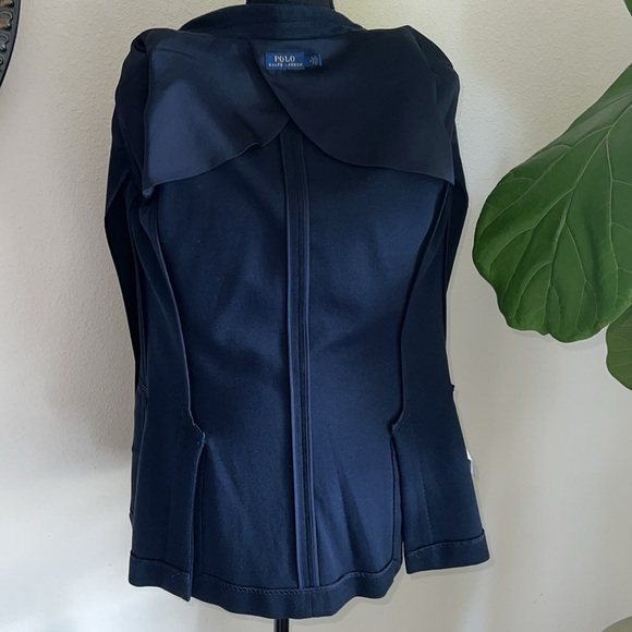 Ralph Lauren Polo Women's Navy Blue Single Breasted Blazer Gold PRL Crest Size 8 - Picture 8 of 15